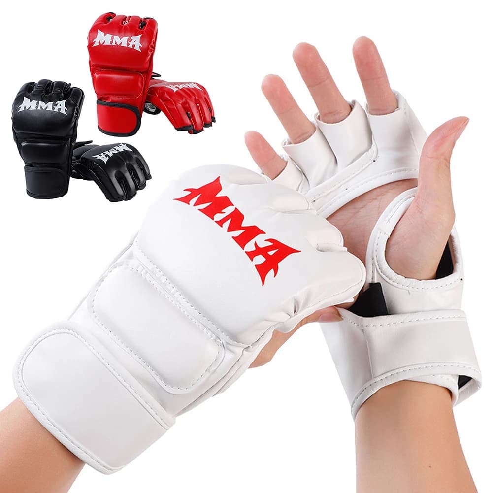 Boxing Gloves Half-Date Boxing MMA Kickboxing Gym Training Wrist Knuckle Protection Boxing Gloves Half-Year PU Leather