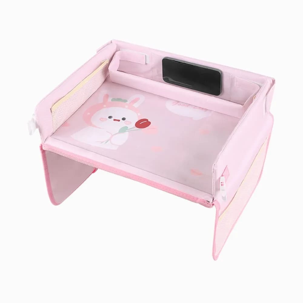 Vassoio portatile per seggiolino auto per bambini cartone animato Orso Coniglio Porta giocattoli per bambini Scrivania Vassoio da pranzo in PVC Vassoio per auto Tavolo Organizzatore di archiviazione per auto