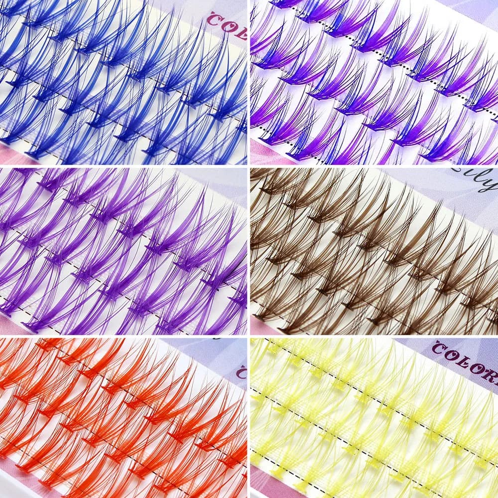Blu viola Mix colorato naturale lungo 20D effetto Volume ciglia Cluster estensione ciglia Faux Bunche trucco individuale Cilias