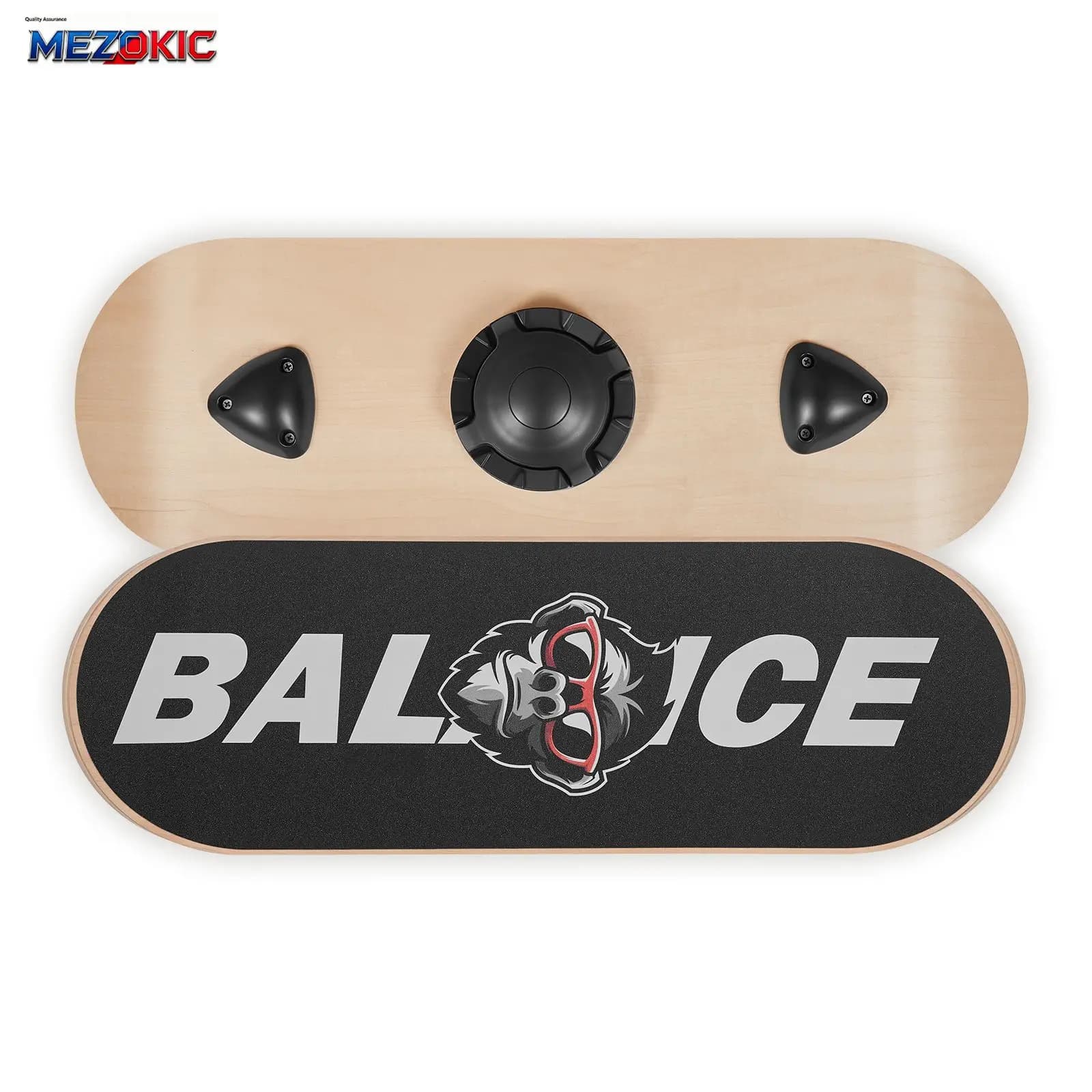 Balance Board, Wobble Board Trainer for Adults 3-Level Adjustable Base, Premium Wooden Balance Training Equipment, Slip-Resistant Surface for Core Workout, Standing Desk Exercise, Home Gym, Yoga