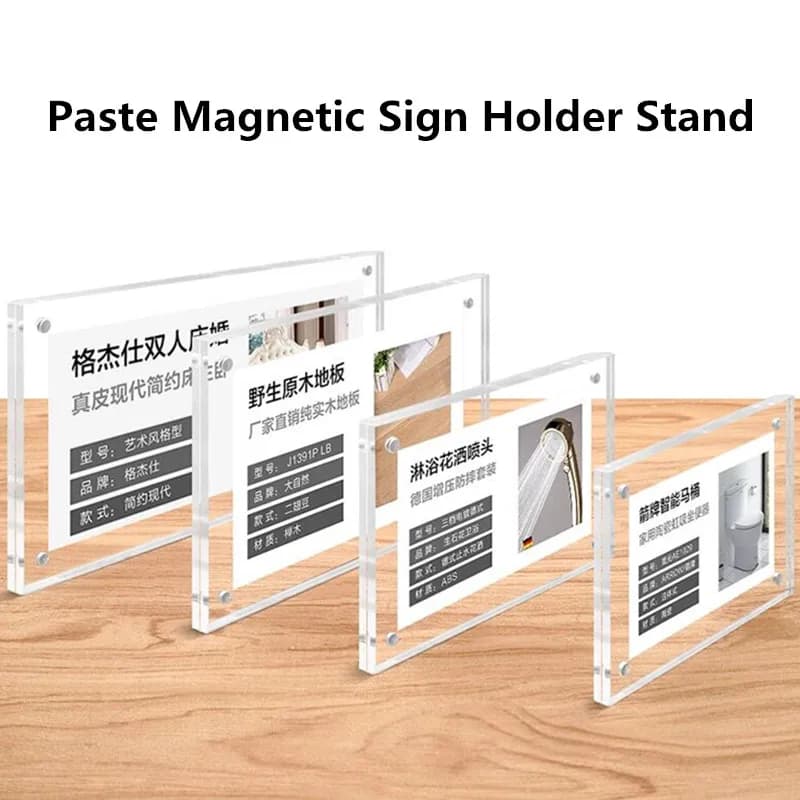 Set di 5 Porta-Cartelli Magnetici in Acrilico A5 15x21cm, Supporto da Parete per Menu, Etichette Prezzi, Poster, Foto