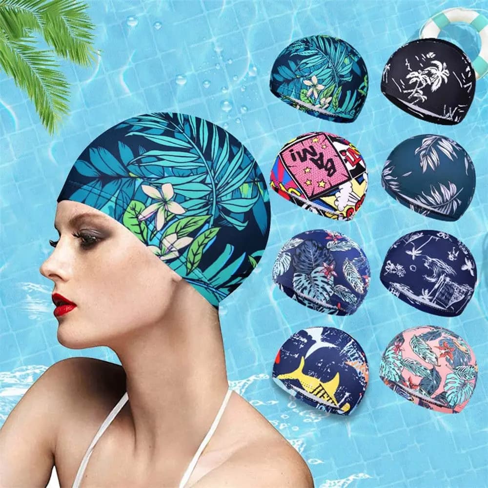 Women's Flower Long Hair Breathable Swim Head Drying Quick Swim Hat Swimwear Sports turban