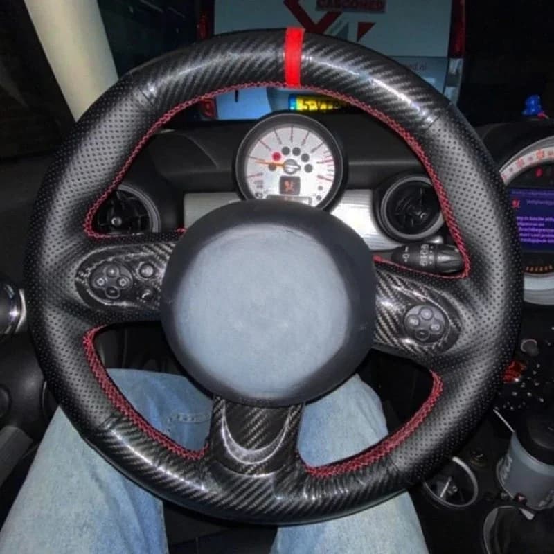 Non-slip Hand Sewn DIY Car Cover for True Carbon Fiber Black Leather for Mini Cooper S one 2011