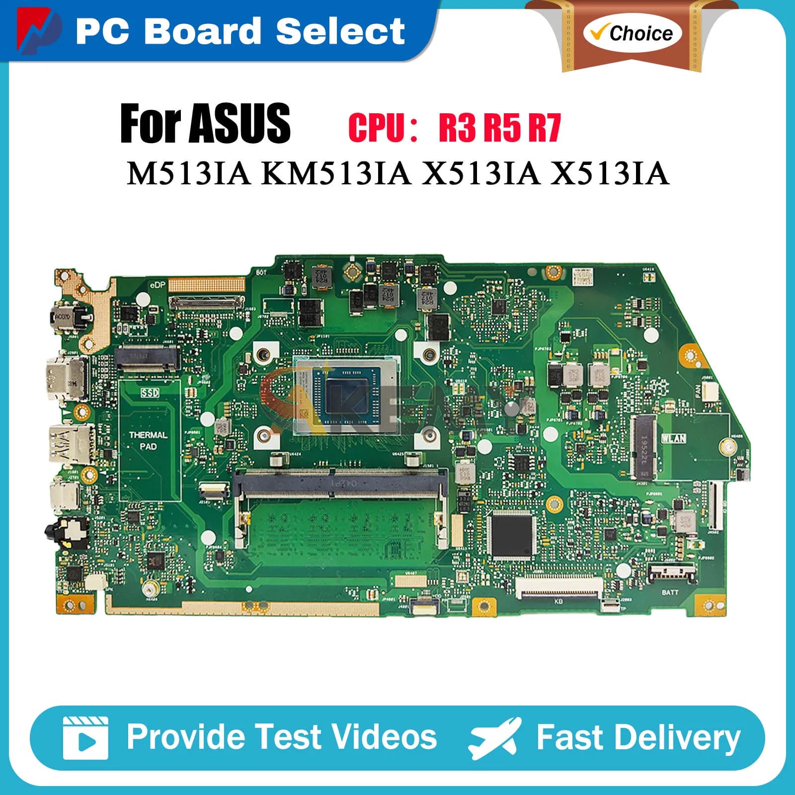 X513IA Laptop Motherboard For ASUS VivoBook X513I M513IA X513IA KM513IA Notebook Mainboard With R3 R5 R7 CPU 100% tests OK stk