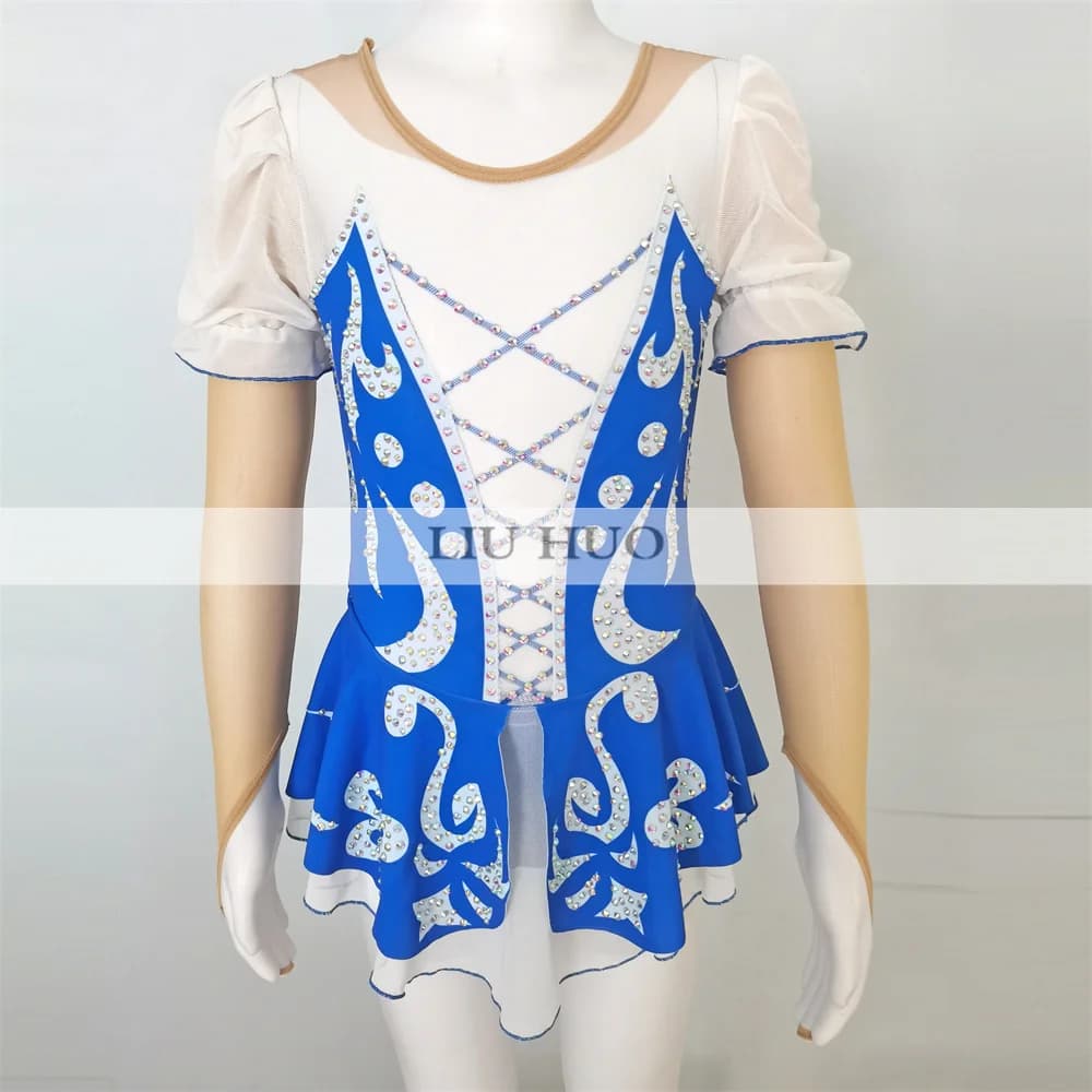 LIUHUO Danza sul Ghiaccio Pattinaggio di Figura Vestito Donna Ragazza Adulta Adolescente Personalizza Costume Prestazioni Concorso Body Blu Roller Moderno