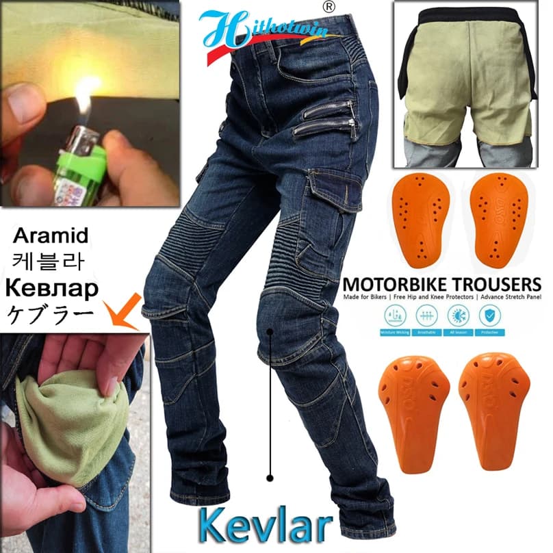 Alta Quanlity con Pad Aramid pantaloni di sicurezza per la guida in moto da uomo / pantaloni da moto Jeans sportivi all'aria aperta da cavaliere Hi-07