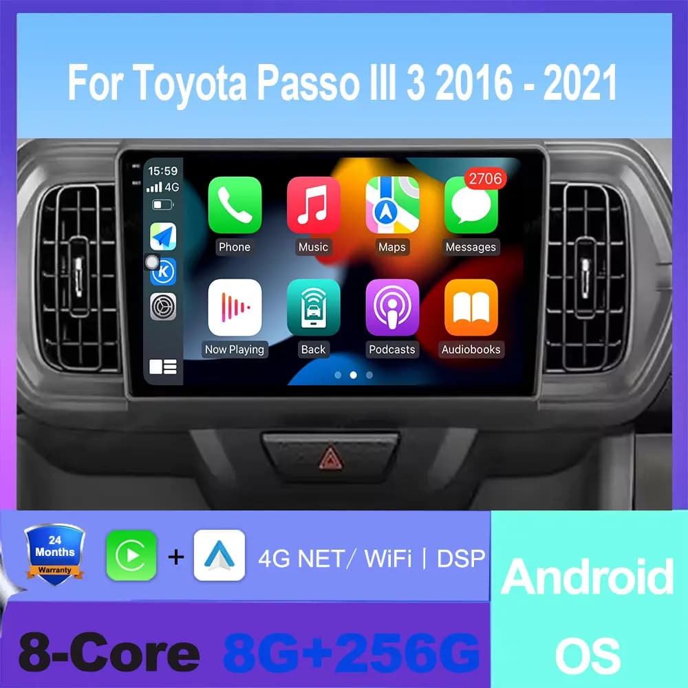 Per Toyota Passo III 3 2016 - 2021 Autoradio Android Auto Multimedia Wireless Carplay 4G LTE wifi Bluetooth Strumenti di Navigazione GPS