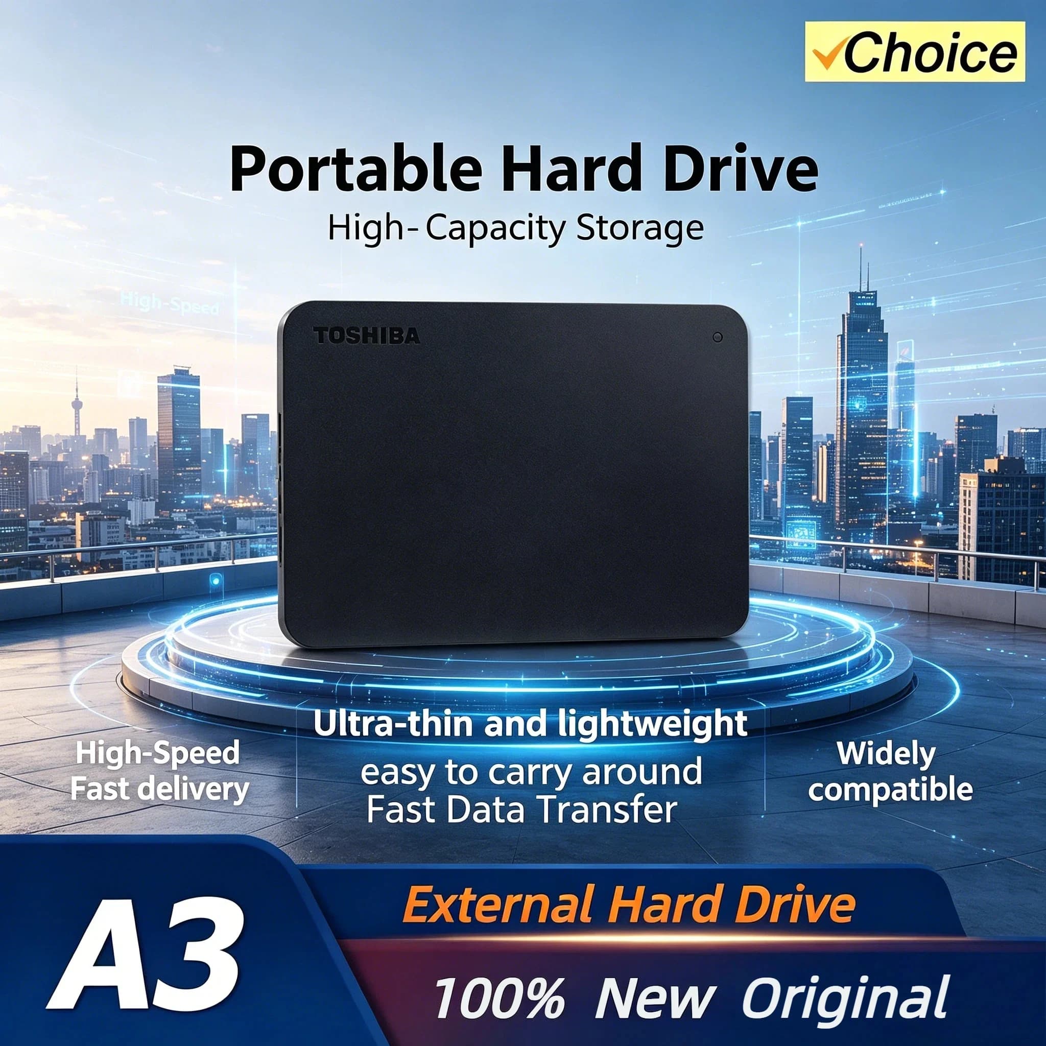 Toshiba per A3 OEM Disco Rigido Esterno Portatile USB 3.0 da 2.5 pollici, 500GB 1TB 2TB