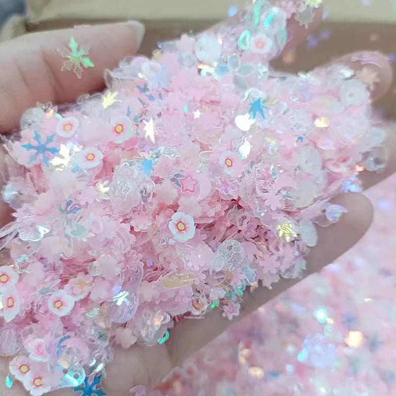 Luminoso Glitter per unghie paillettes argilla polimerica fiore misto Gillter paillettes fiocco fluorescente Glow In The Nail Art Manicure Decor