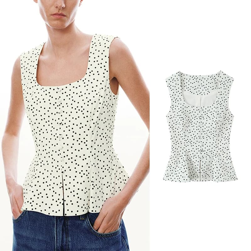 Polka Dot Women's Tank Tops Summer 2026 New Slim Elegant Young Women's Blouses Chic Comfortable Summer Travel Student Tops