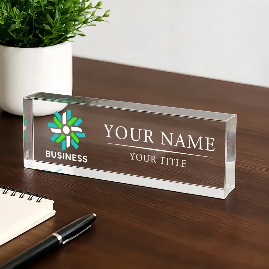 2D Flat Personalized Acrylic Desk Nameplate Pink Roses Pastel Floral Design Office Desk Decor (Only Decoration)