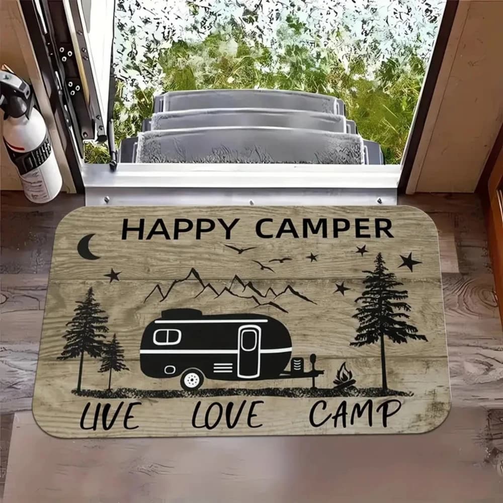 Welcome to Our Camp Camper Doormat for Living Room Kitchen Indoor Outdoor Entryway Washable Welcome Mat RV Campsite Decor