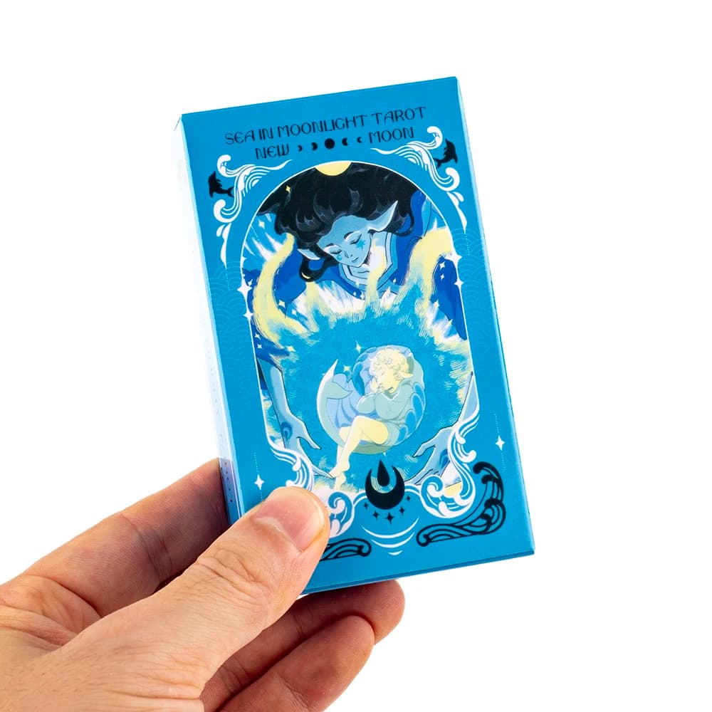 Sea in Moonlight New Moon Tarot Cards English Version 78PCS Ocean Themed Emotional Healing Divination Board Game Tarot Cards