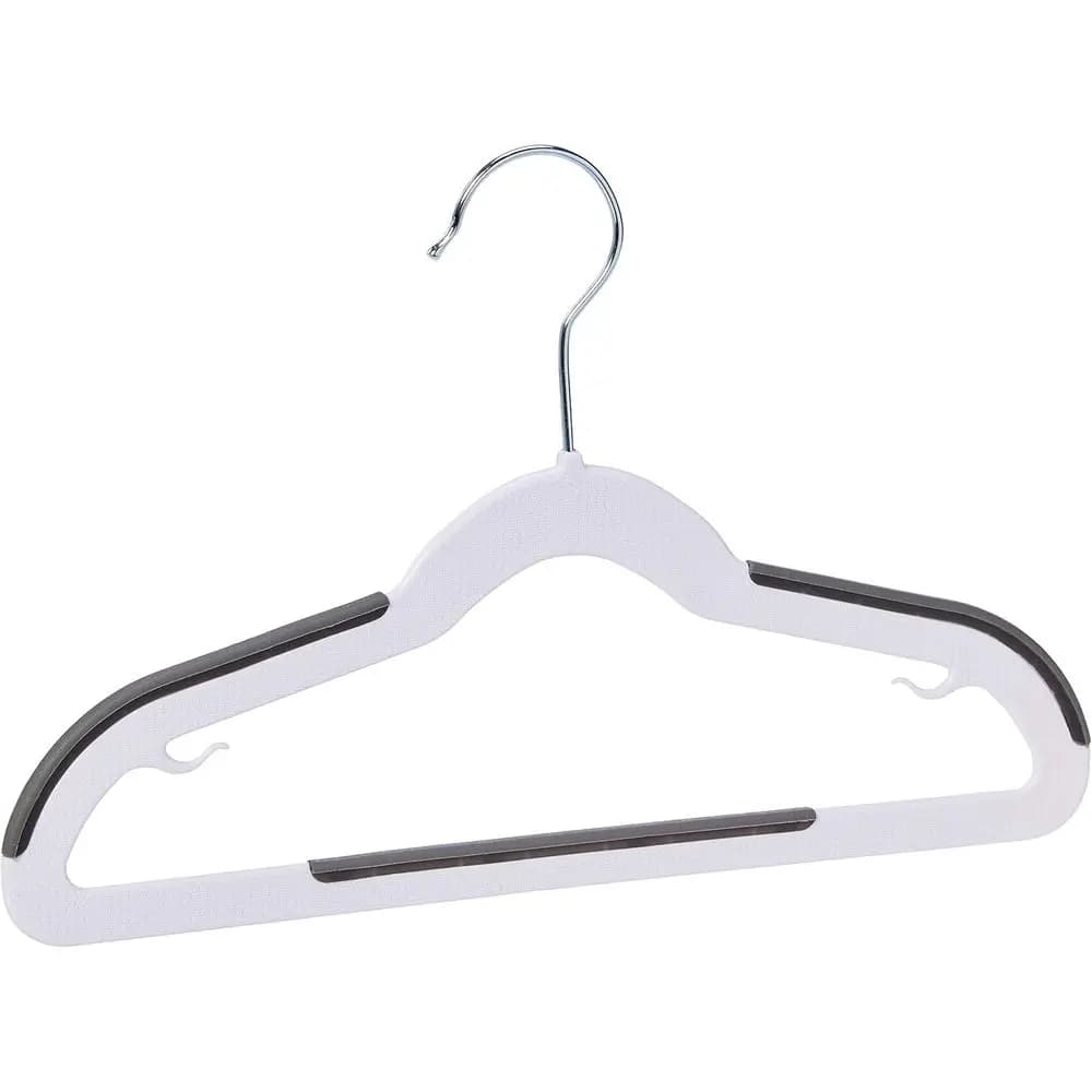 Plastic Kids Clothes Hangers, Non-Slip, White and Black, 12.8 x 8 x 0.2, 30-Pack