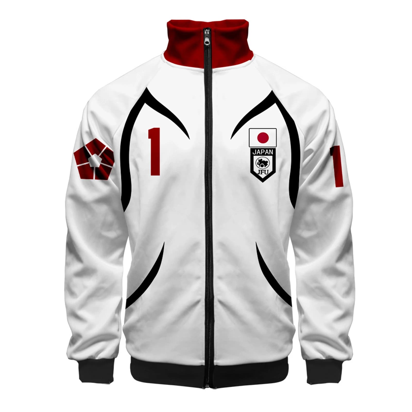 Nuova Giacca Sportiva Unisex Munchen Yoichi Isagi 2025 con Zip, Colletto Alto, Abbigliamento Sportivo Bianco