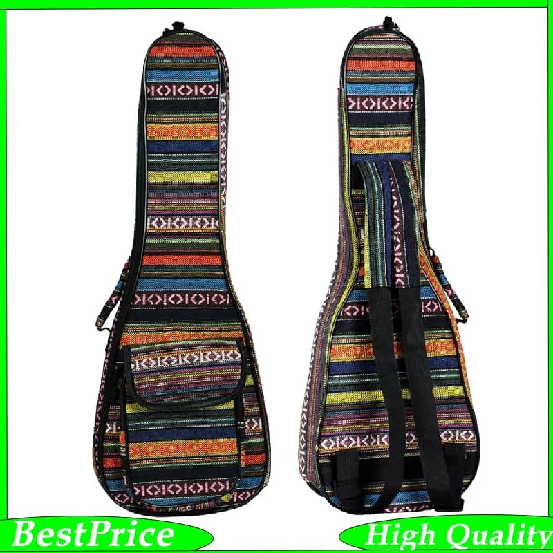 Borsa per ukulele etnico da 23 pollici Custodia morbida portatile Zaino in tessuto Oxford da concerto Borsa con tracolla regolabile