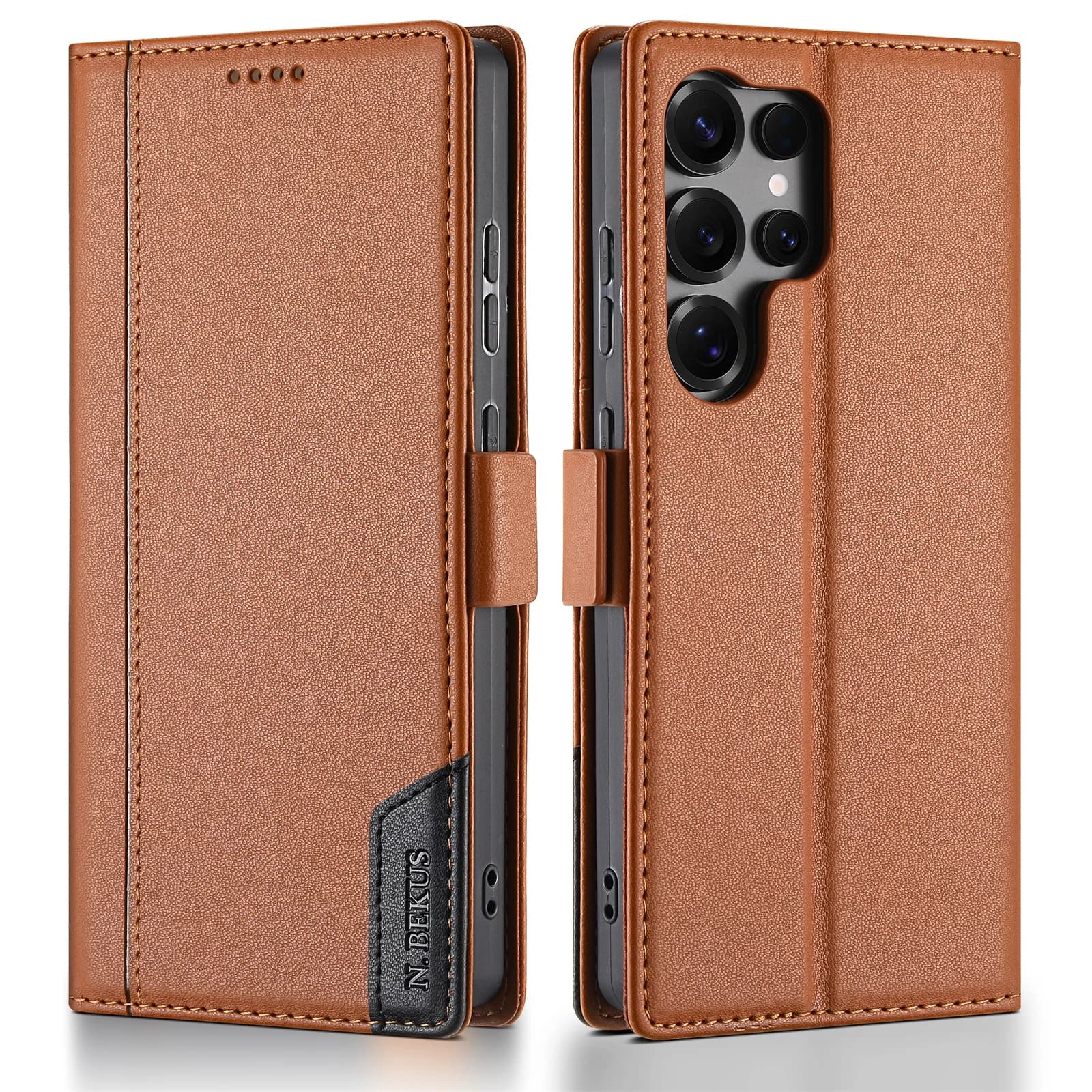 Custodia a Portafoglio in Pelle di Lusso per Samsung S26 Ultra S25 Plus S24 S23 A36 A56, con Chiusura Magnetica Forte, Stile Business e Protezione RFID