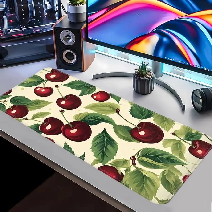 Tappetino per mouse da ufficio, tappetino per tastiera, tappetino per console di gioco, tappetino per computer portatile, accessori da scrivania, overlock Cherry Lemon