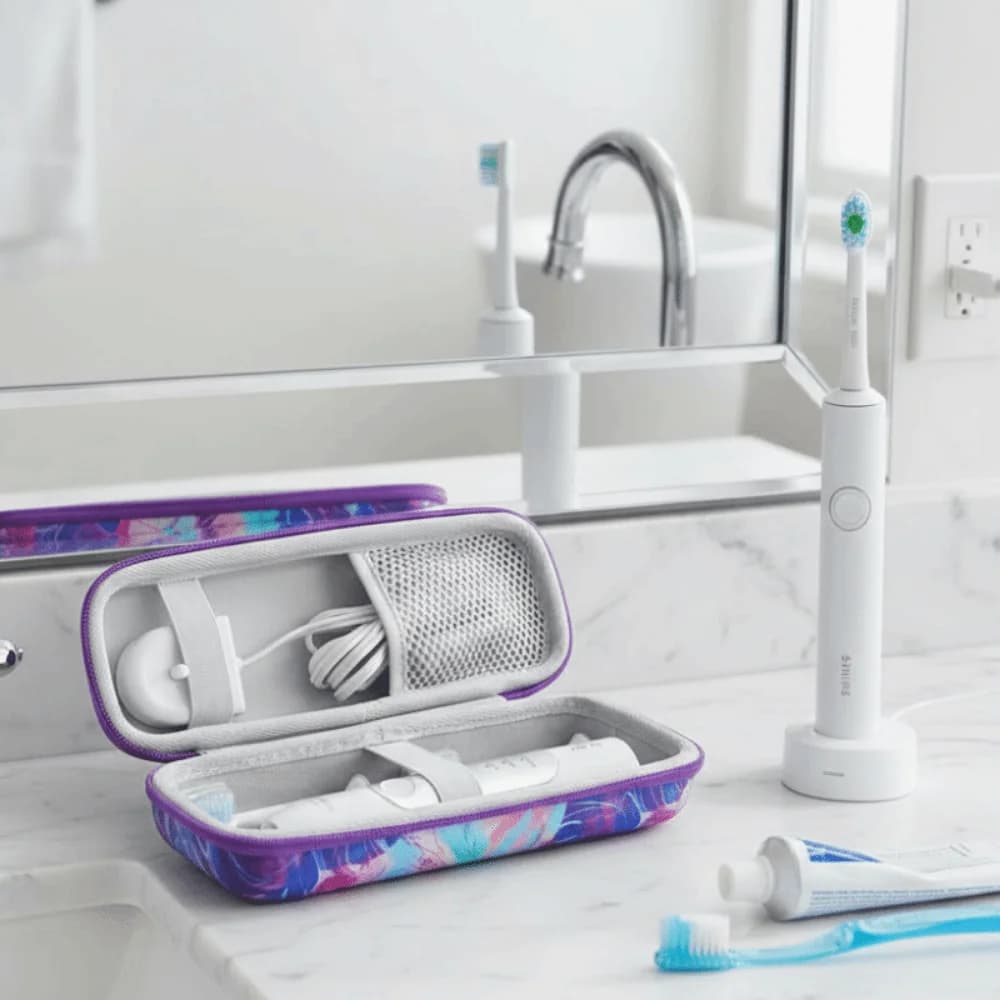EVA Rigid Case for Electric Brush with Breathable Network, Protective Box for Electric Brush with Waterproof Elastic Straps