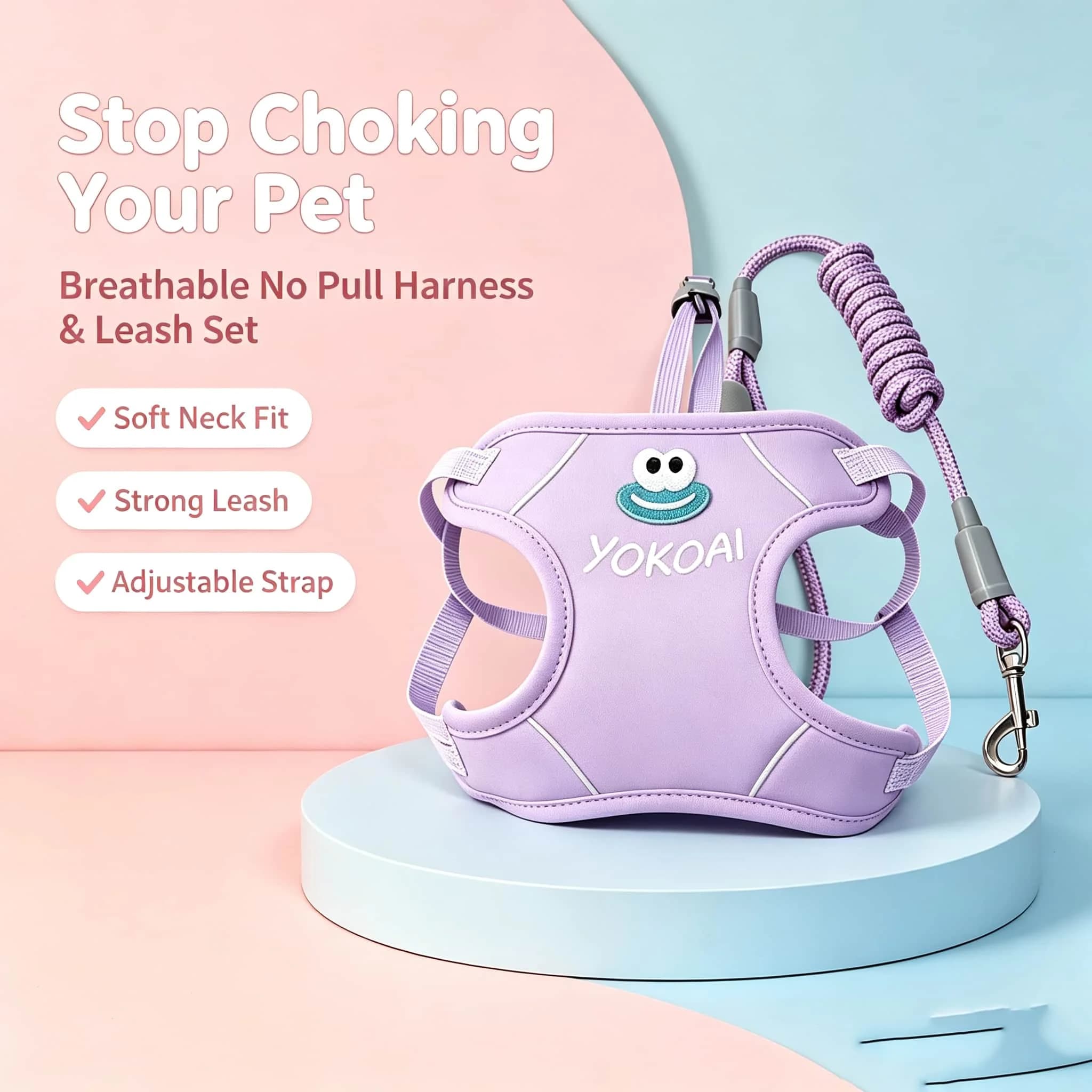 No Choking Small Pet Harness Vest Leash Kit Even Pressure Comfort Walking Adjustable Strap Breathable Mesh Puppy Dog Cat