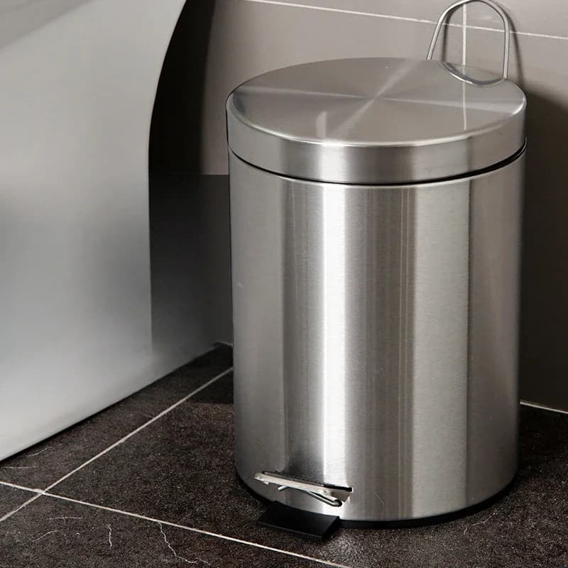 3/5/7L Stainless Steel Trash Can with Foot Pedal,Dust-Proof Metal Waste Bin,Kitchen,Bathroom,Washroom,Compost Garbage Container
