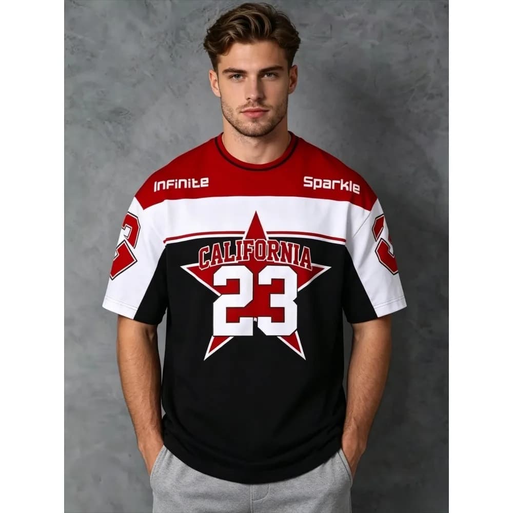 T-shirt sportiva da uomo nuova collezione estate 2026, casual, morbida, comoda e traspirante con stampa digitale 3D
