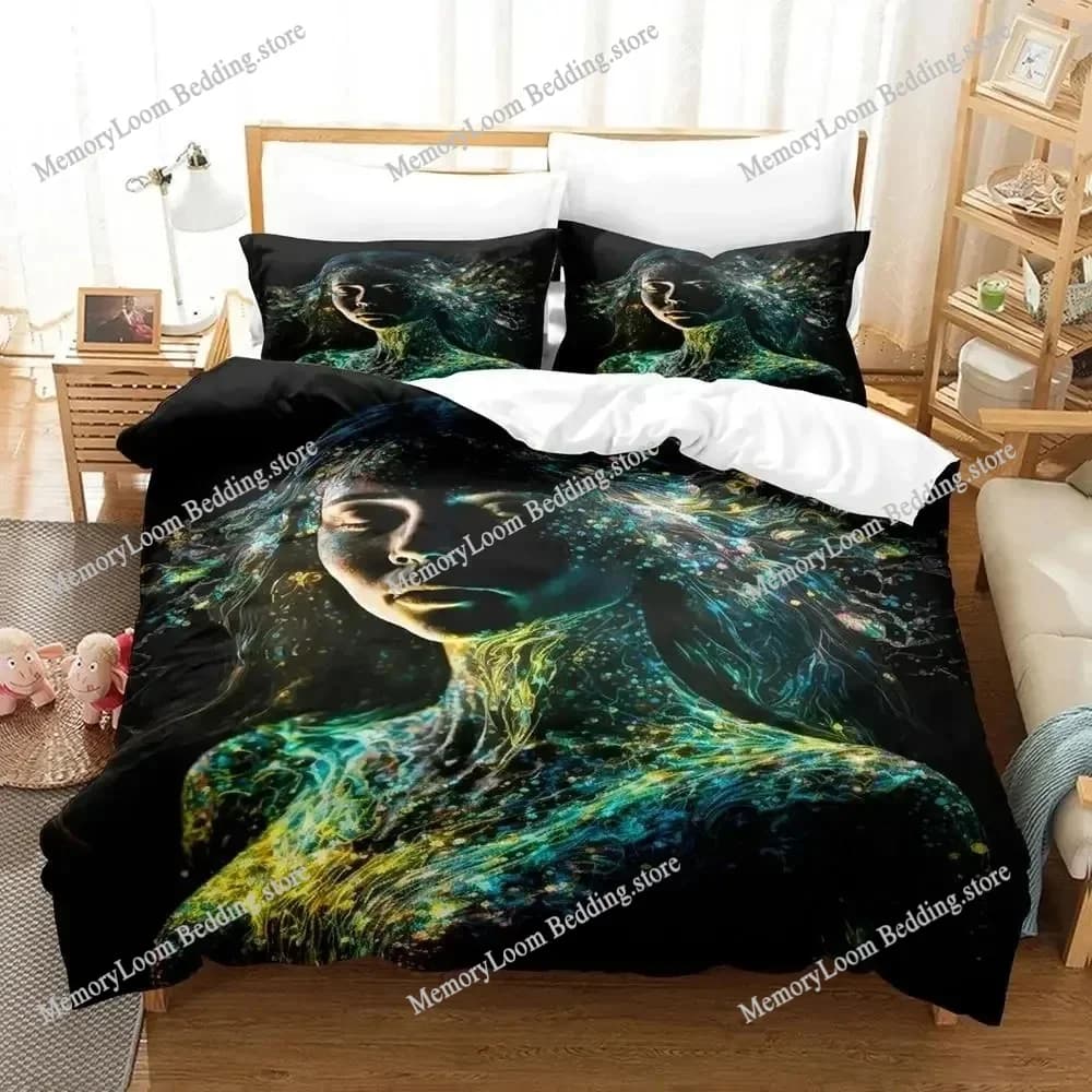 Fashion Trend Modern Mother earth blacklight Bedding Set Single/Twin Size Duvet Cover 3D Print Stylish Soft Home Textile Set