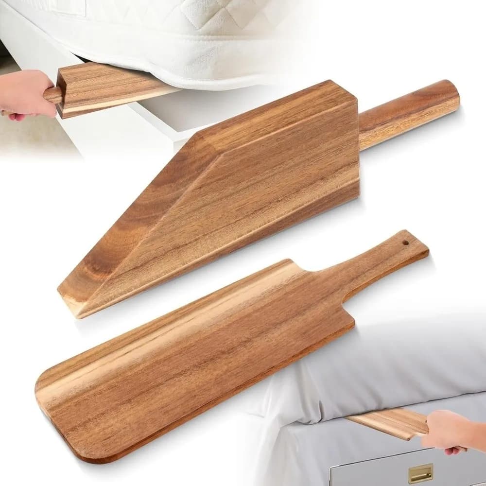 Set di 2 Sollevatori per Materasso in Legno Extra Lunghi, Strumento per Sollevare il Letto Senza Sforzo, Rimuove le Lenzuola, Facile da Usare