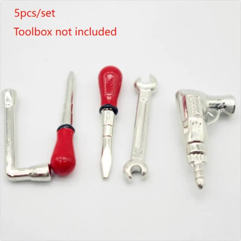 Chiave per strumento di riparazione per trapano per casa delle bambole Set da cinque pezzi Miniature Accessori per modelli di decorazioni per la casa delle bambole Giochi di finzione per bambini Regali