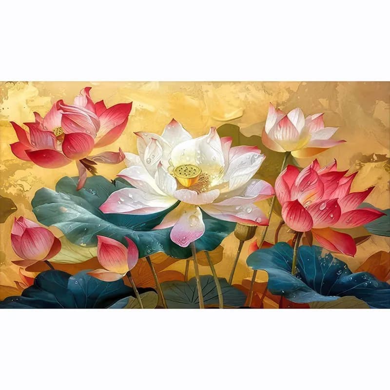 Lotus 11CT Embroidery DIY Chinese Style Printed Kits Cross Stitch Thread Needlework Sets Home Decor Crafts