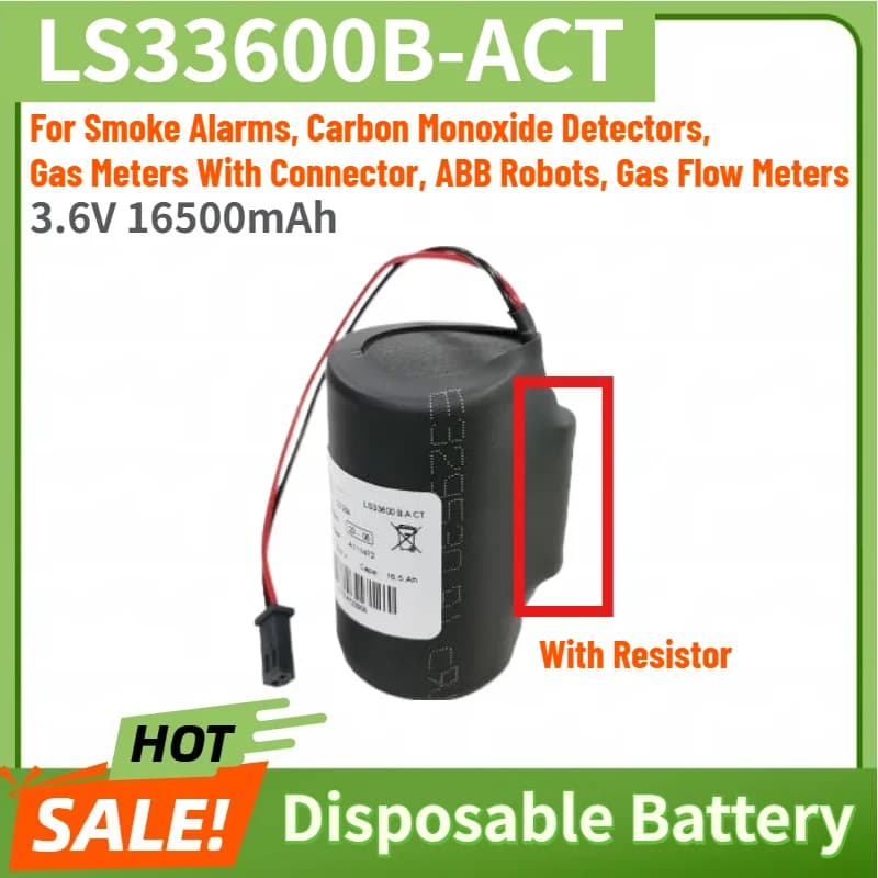 LS33600B-ACT Disposable Battery 3.6V 16500mAh For Smoke Alarms,Carbon Monoxide Detectors,ABB Robots,Gas Flow Meters