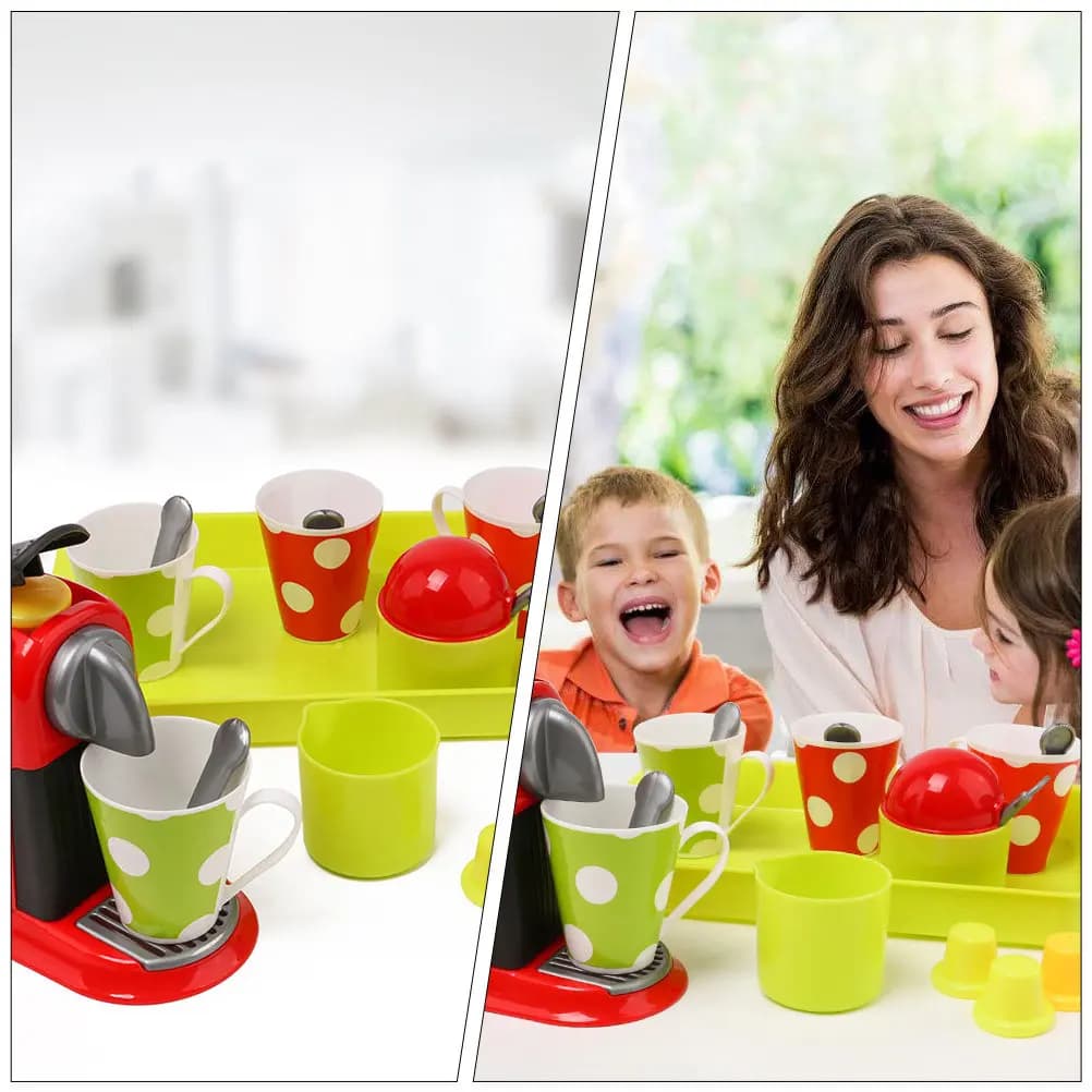 Set Interattivo di Simulazione Macchina del Caffè per Bambini dai 3 agli 8 Anni, Stimola l'Interesse Cognitivo, le Abilità Motorie Fini, Cucina Creativa