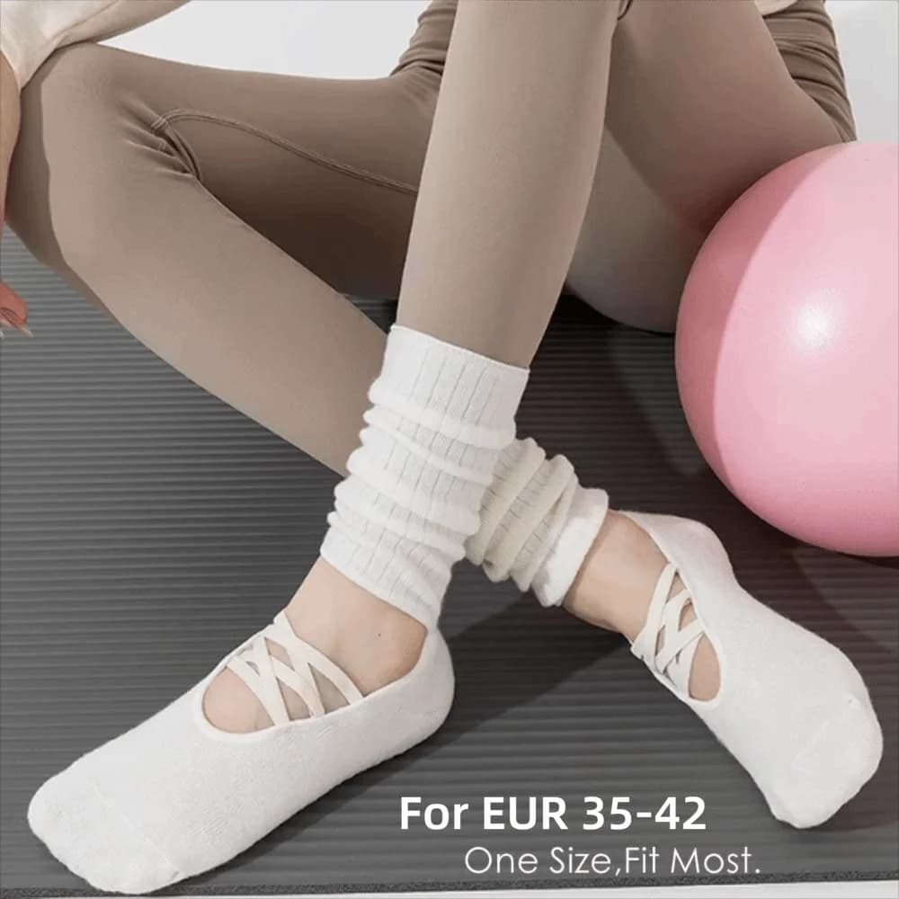 Socks from Pilates in Breathable Fabric with Grip, Average Length, Absorbents, Yoga Socks for Women, Comfortable and Anti-slip with Straps
