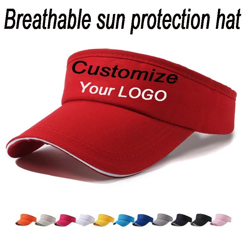 Visiera Parasole Personalizzabile con Logo, Traspirante e Regolabile, Protezione UV, Cappello Sportivo per Uomo e Donna, Golf, Tennis, Corsa
