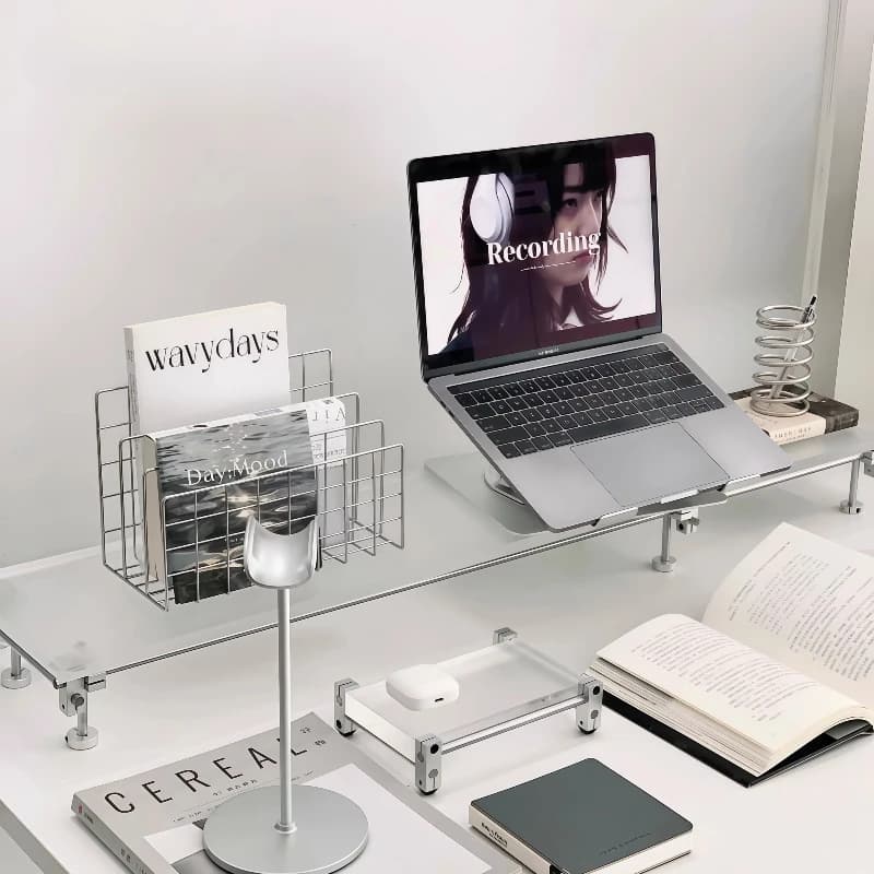 Support for Monitor with Acrylic Bright Shaft Computer Screen Support Riser Desktop Office Organizer Accessories Ergonomic Table Mesh for Laptop