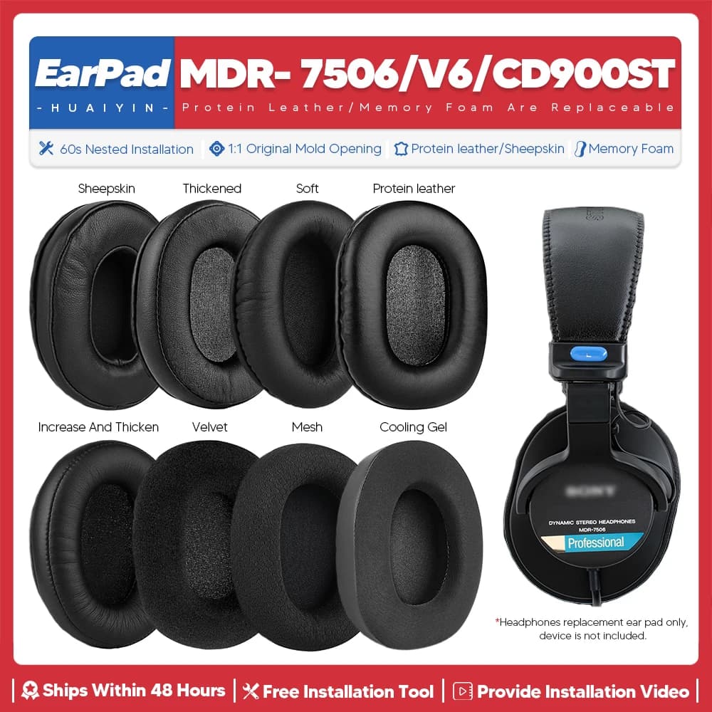Replacement ear cushions for Sony MDR 7506 V6 CD900ST earphone accessories wireless earphone bearings ear cushion foam repair parts