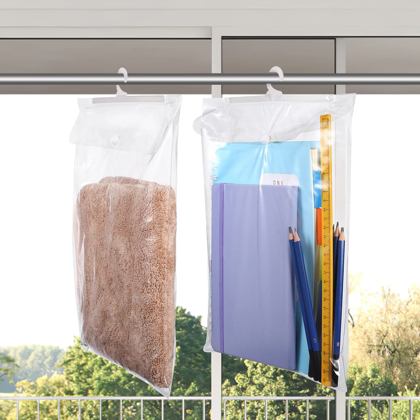 30 sacchetti portaoggetti da appendere, organizer in plastica trasparente con gancio per libri, vestiti, aule, organizer da viaggio