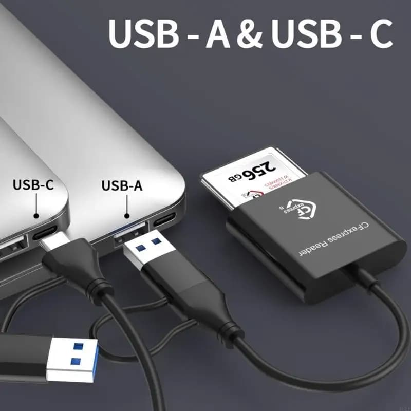 462E CFE Tipo B Lettore schede USB 3.2 Gen 2 10 Gbps Porta USB A e USB C Trasferimento dati Attrezzatura fotografica per