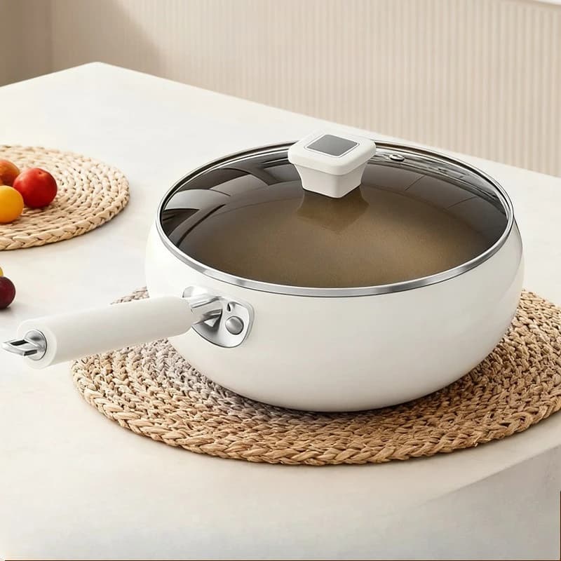Deep Belly Titanium Ceramic Non Stick Wok Home Large Capacity Fry Pan Universal Stove No Deform Long Lasting for Stove Use