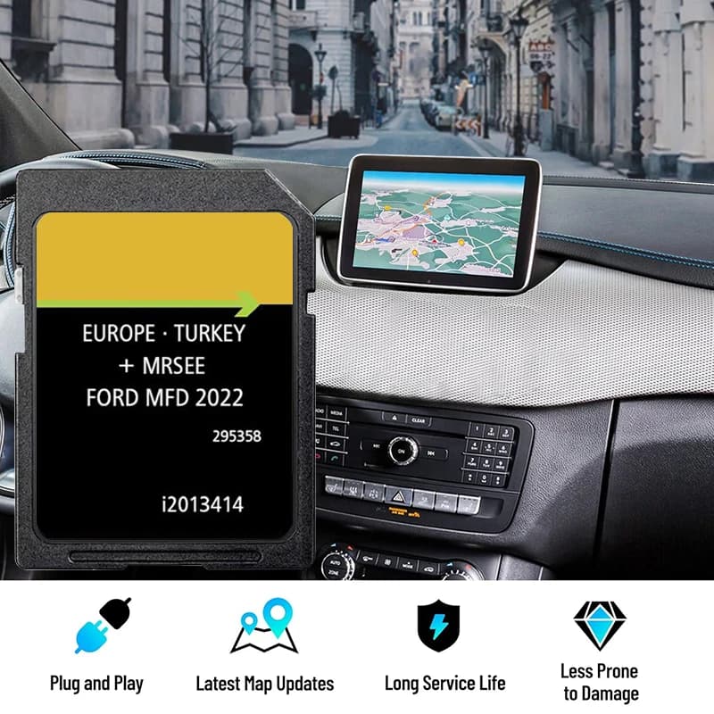 Aggiornamento Sat Nav Scheda SD 2022 Ultima mappa europea di navigazione MFD per Ford Fiesta/B-Max/C-Max/Focus i2013447 con Flim antiappannamento gratuito