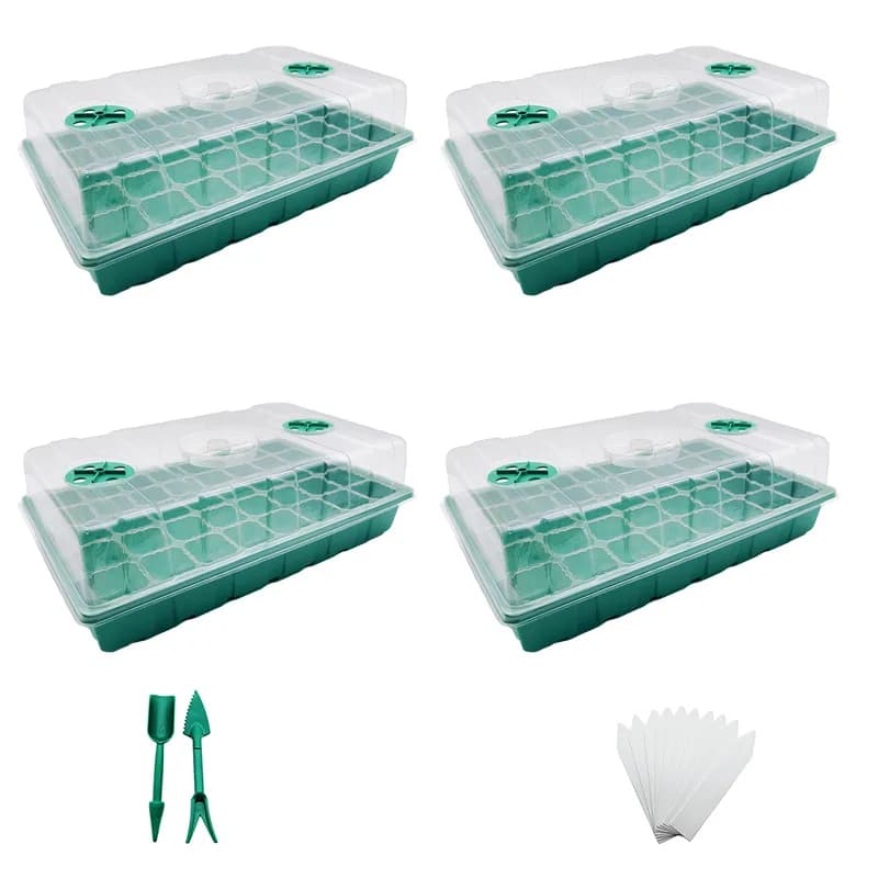 Confezione da 4 40 griglie Kit di avviamento per semi semi di piante Grow Box vassoi per piantine scatola di germinazione con cupola e Base