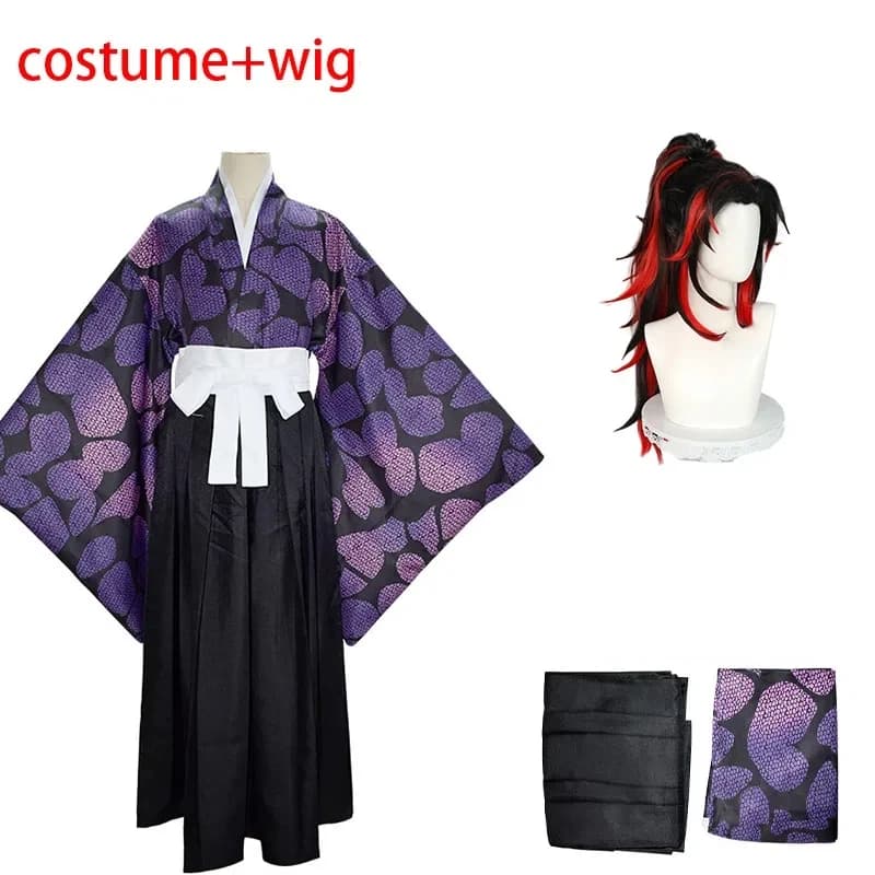Anime Kokushibo Cosplay Costume Cosplay Kokushibou Uniform Kokushibou Wig Halloween Party Costume for Men