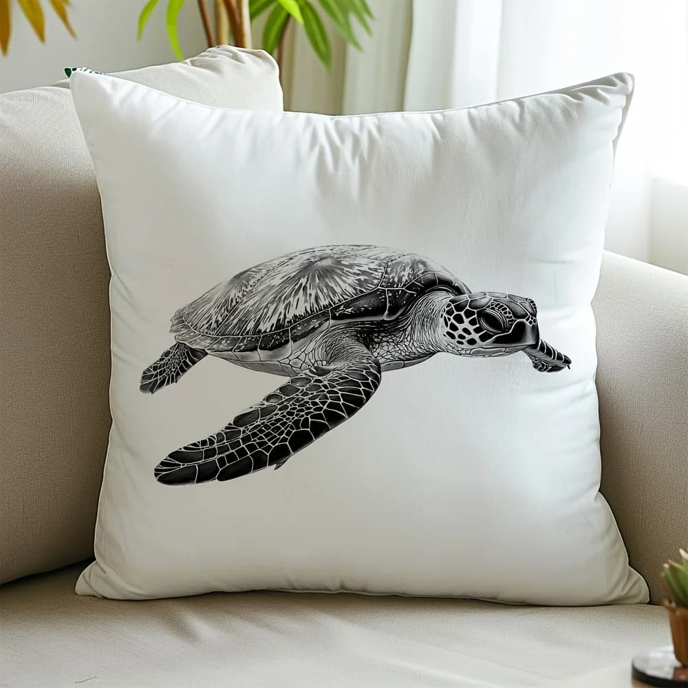 Fodera per cuscino con stampa tartaruga marina, decorazione per cuscino con animali marini tropicali, 45x45 cm, cuscino decorativo nautico da spiaggia, regalo per il soggiorno