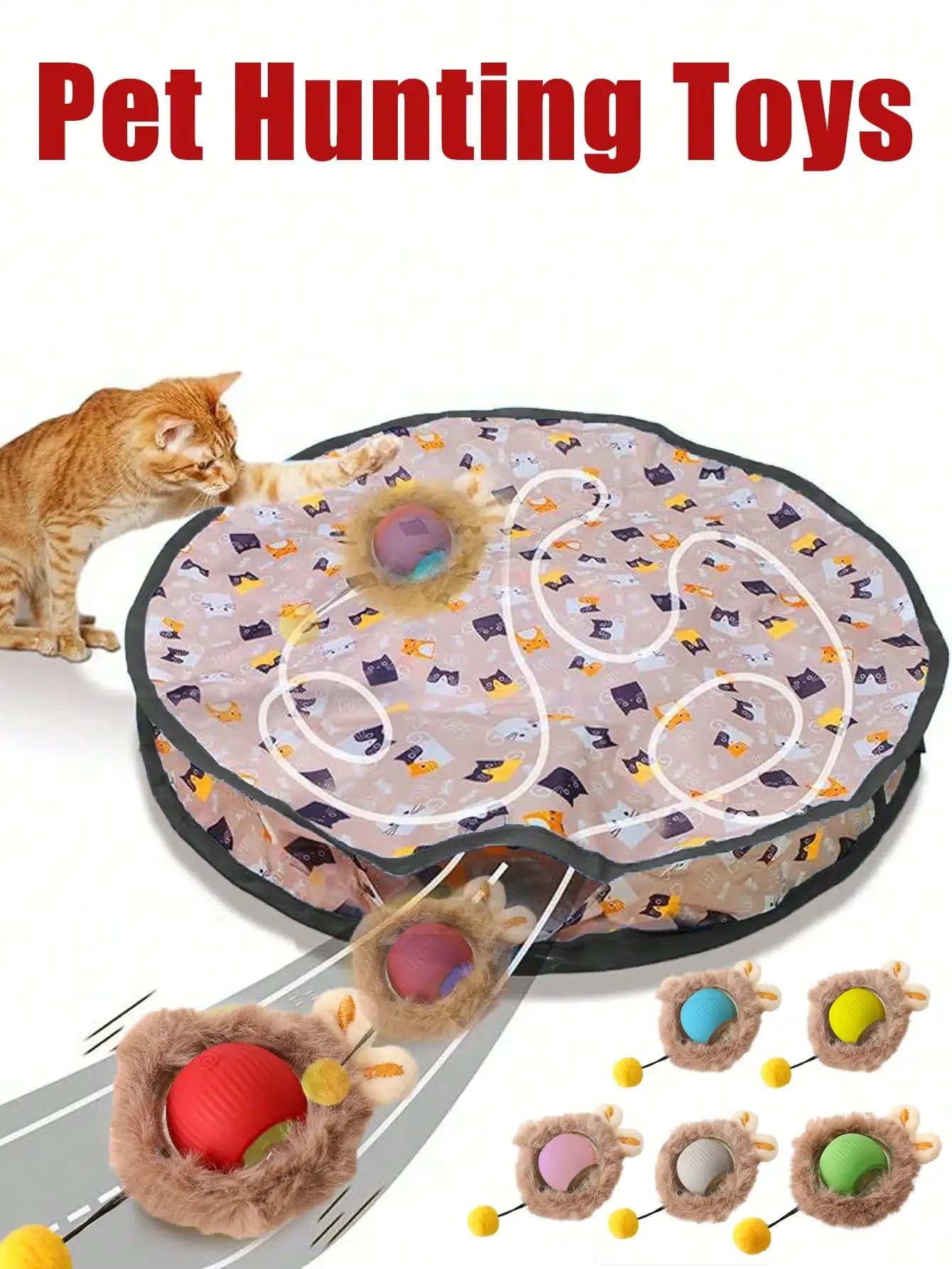Intelligent Interactive Cat Toy: Quick Rotation Ball in Bag, Hide Game and Search for Gattini, Activated by the Movement, for Interior