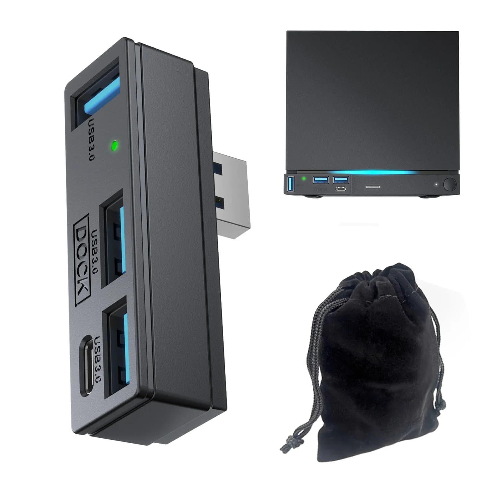 Hub USB 3.0 4 in 1 per Steam Machine, PlayStation 5, PC, Laptop, Dock Espansore USB 5Gbps Plug and Play con Indicatore e Custodia