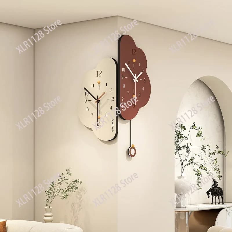 Orologio da Parete Moderno Bifacciale Stile Crema, Decorazione Personalizzata per Soggiorno