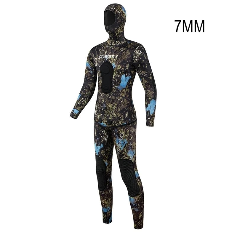 3/5/7MM CR Neoprene Camo Open Cell Snorkeling Pesca subacquea Tenere al caldo Caccia subacquea Muta Scuba 2 pezzi Kayak Muta da sub