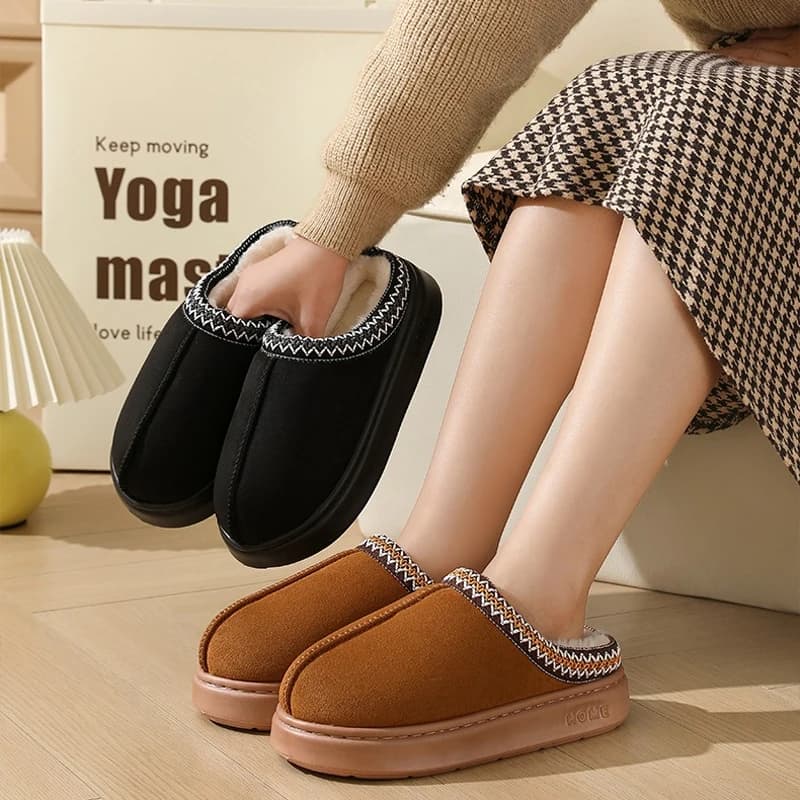 Pantofola da donna per la casa termica sfocata invernale calda pelliccia peluche coperta pigra femminile pelosa scarpa da casa maschio piatto infradito soggiorno