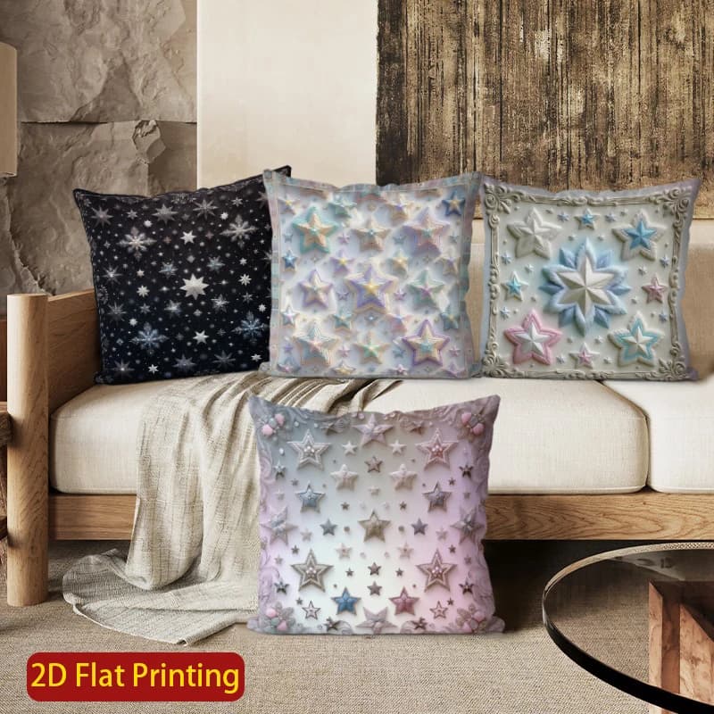 Decorative cushions with 2D star pattern, suitable for sofa, bedroom, car