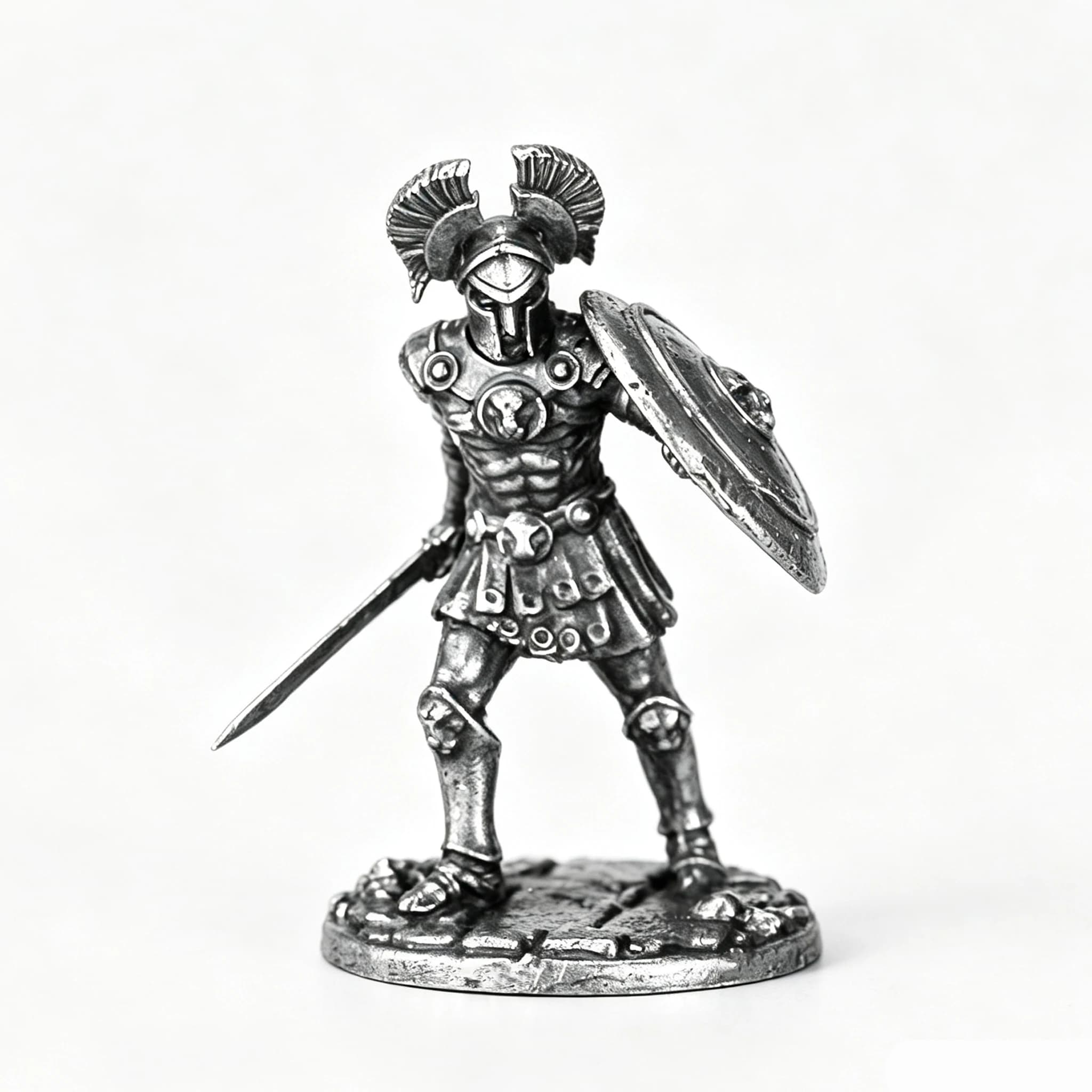 Metal military ancient Greek small soldier figurine toy chess piece display tabletop game collectible historical soldier